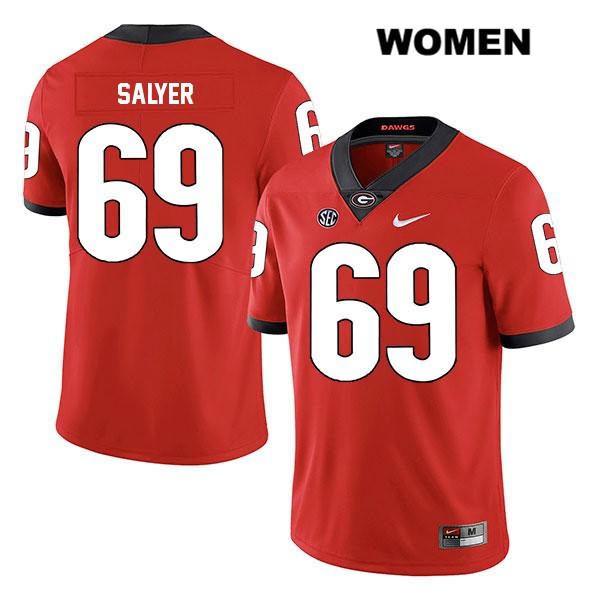 Georgia Bulldogs Women's Jamaree Salyer #69 NCAA Legend Authentic Red Nike Stitched College Football Jersey JXY4256HV